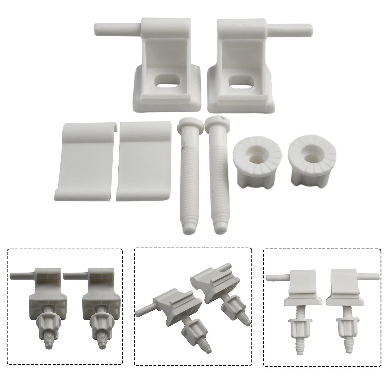 Kit de reemplazo de bisagra de s-eat de plástico para inodoro, accesorios para asiento de inodoro, tornillos de fijación, tuercas, tornillos para cubierta de inodoro, accesorios de baño