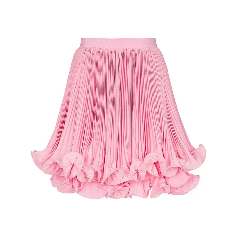 

Fashionable Double Layered Half Skirt with Cuffed Edges Celebrity Endorsed Short A-Line Skirt Versatile for All Occasions