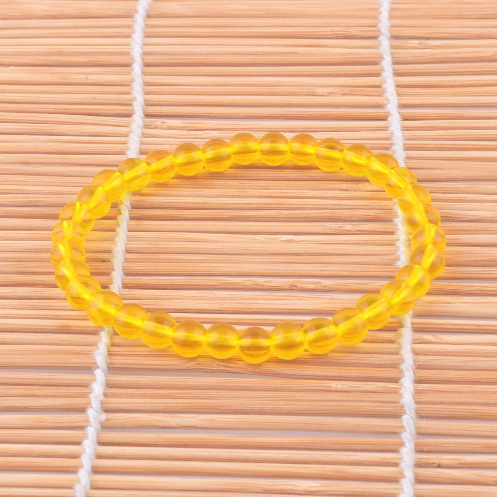 4mm 6mm 8mm Yellow Citrines Bracelet DIY Jewelry Elastic Adjustable Round Beads Glossy Men Women Fashion Jewelry