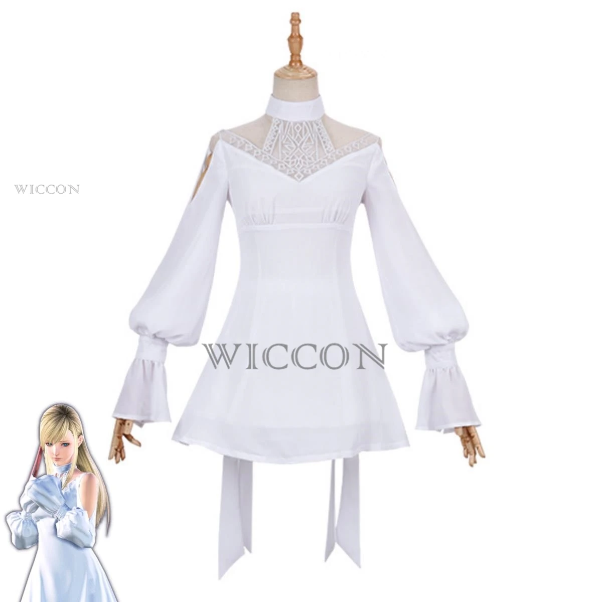 لعبة فاينل فانتسي XIV: عالم تولد من جديد راين مينفيليا أزياء تنكرية فستان شبكي أبيض بدلة نسائية مثيرة للهالوين كرنفال