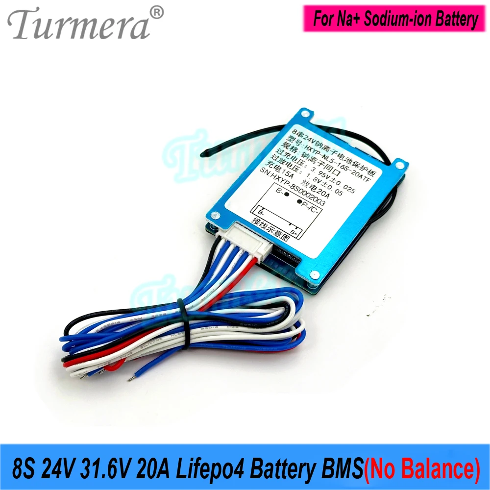 Turmera 4S-8S 12V 24V batería de iones de sodio BMS 18A con equilibrio 20A NTC para 3,0 V 3,95 V 18650 32140 batería de iones de litio de sodio uso DIY