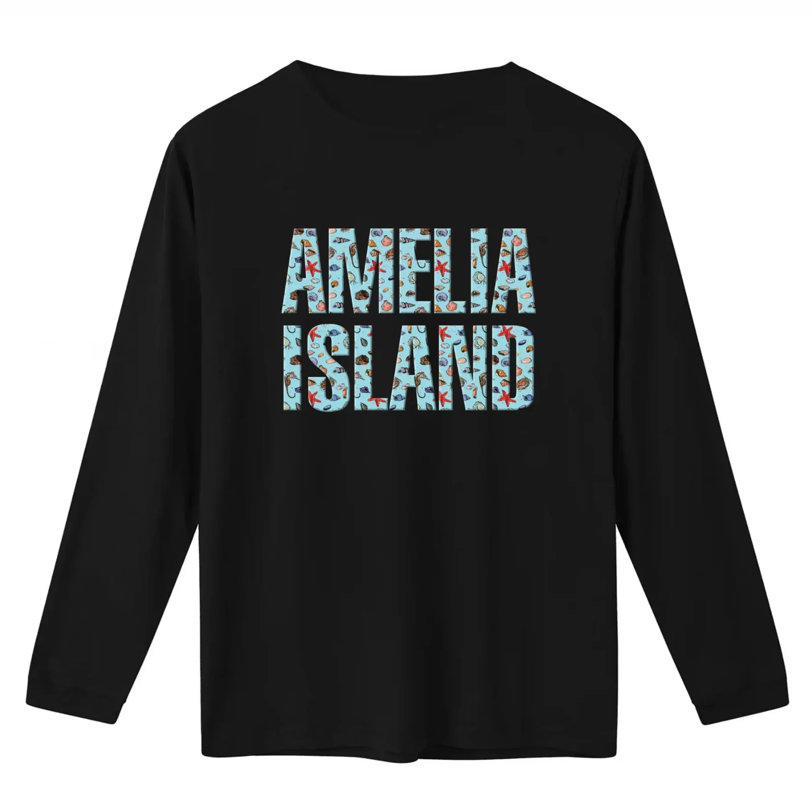 Amelia Island Florida Sea Creatures Design T-Shirt Summer Casual Cotton Tee Oversized Streetwear Tops Vintage Graphic Print