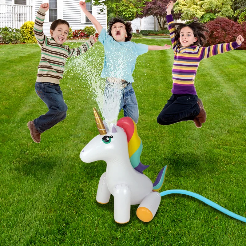 Kids PVC Inflatable Toys Cute Squirting Water Unicorn Toys Lawn Outdoor Garden Water Play Toys Summer Squirting Water Toys