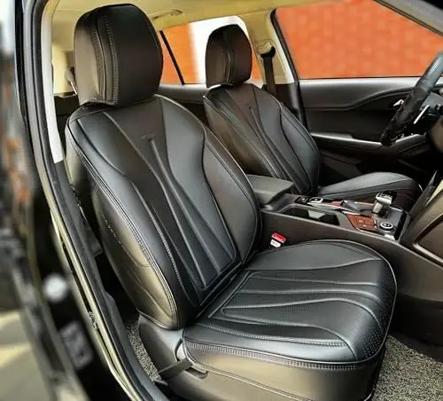 

PINCTROT Car Seat Covers - Breathable Pebbled Leather, Waterproof & Airbag Compatible - Universal Fit
