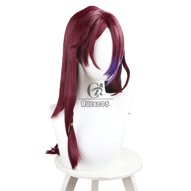 ROLECOS Genshin Impact Chasca Natlan Cosplay Wigs Chasca Natlan 60cm Wine Red Mixed Purple Cos Wig Heat Resistant Synthetic Hair