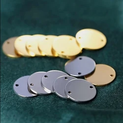 10pcs Stainless Steel Round Charms Double Holes Pendants Necklace Bracelet Connectors for Jewelry Making DIY Earring Pendants