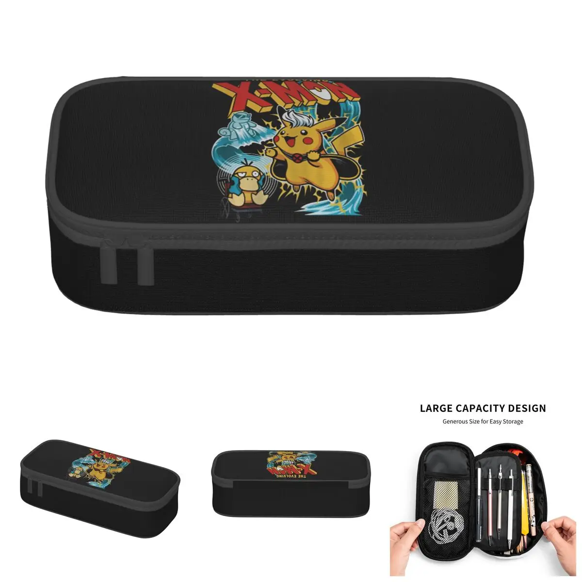 Trousse à crayons personnalisée X-Mon Pokemon pour garçons et filles, grande capacité, super héros, dessin animé, boîte à stylos, sac de papeterie