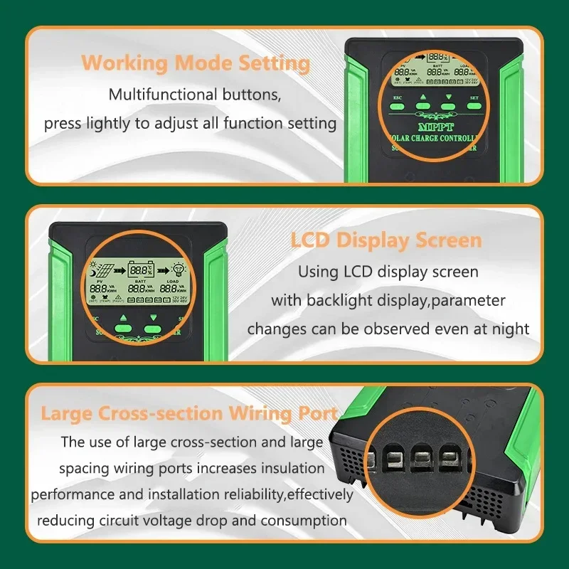 80A 100A 120A Solar Charge Controller LCD Display 12V 24V 36V 48V Auto Solar Panel Regulator MPPT Charge Controller