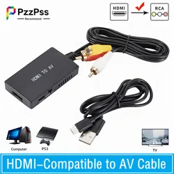 HDMI-compatible To RCA AV/CVBS Adapter Video Converter Box HDMI to RCA AV/CVSB L/R Video 1080P Mini HDMI to AV Support NTSC PAL