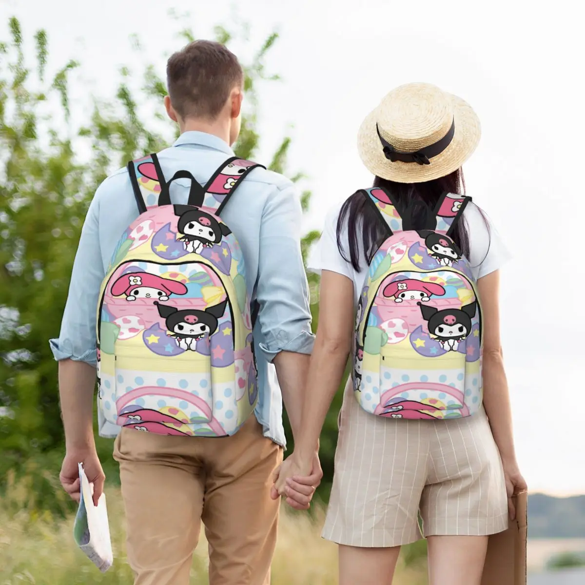 Mochila Kawaii Kuromi Sanrio Anime para hombres y mujeres, bolso de hombro deportivo para computadora portátil, mochila de viaje para estudiantes, senderismo, melodía