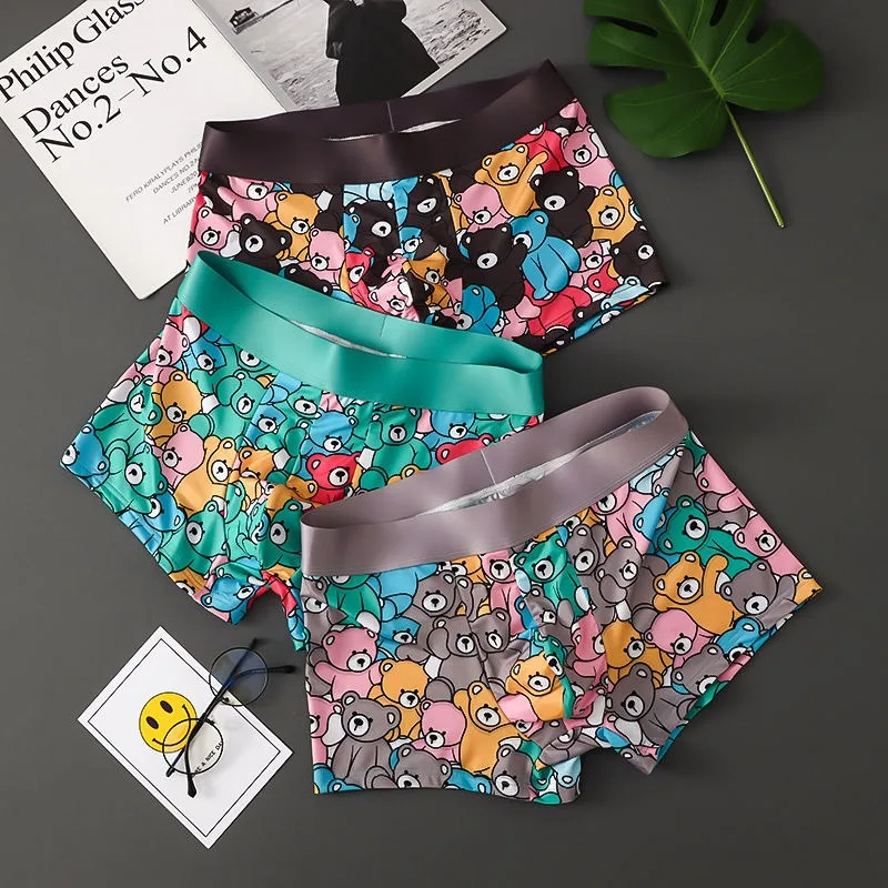 Men's underwear Ice silk boxers Men's underwear ice cool ultra-thin breathable shorts personality print trend boxer shorts new