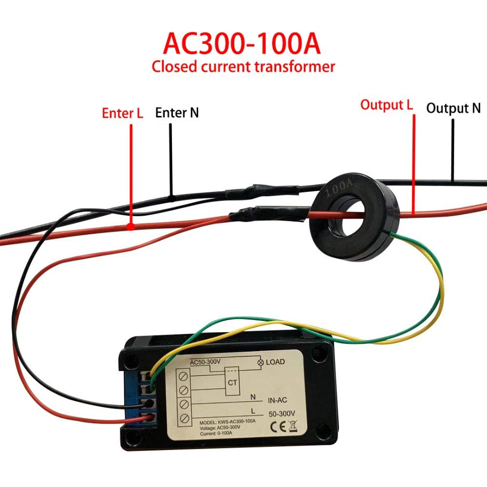 KWS AC300 Voltmeter Ammeter KWS Power Energy Meter AC 50-300V LED AC Wattmeter Electricity Meter with Reset Function 0-100A