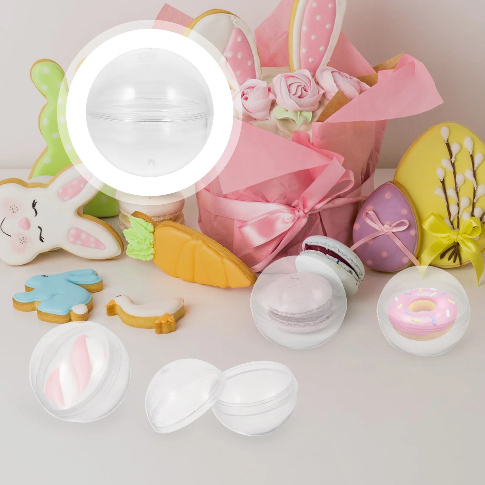 10 Pcs Shell Plastic Ball Decor Fillable Easter Eggs Gumballs Basket