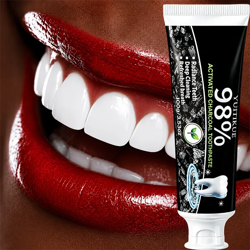 YUITIKUE Activated Charcoal Toothpaste 100g Natural Formula Deep Stain Removal Brightening Cool Mint Oral Gum Care