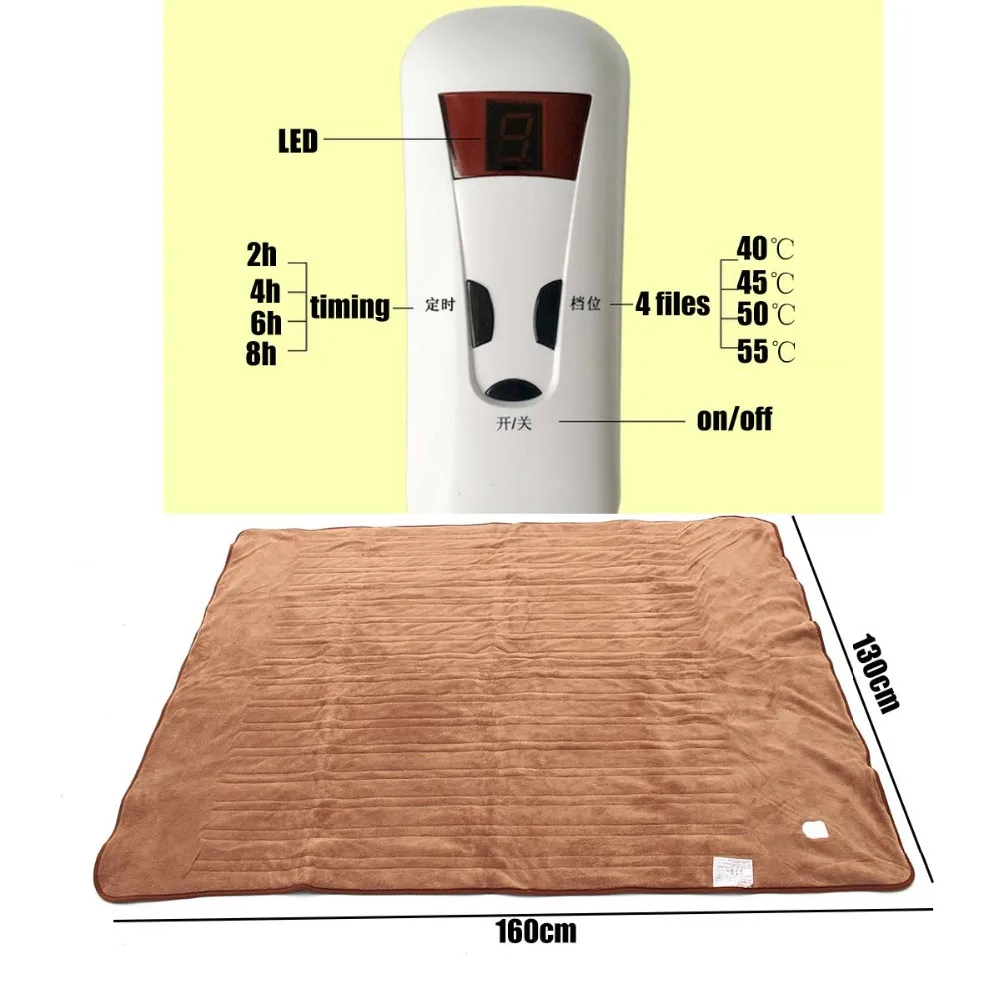 Electric Blanket Mat 220V Auto Electric Heated Blanket Mat Waterproof Heating Carpet 4 Gears timing Electric Mattress