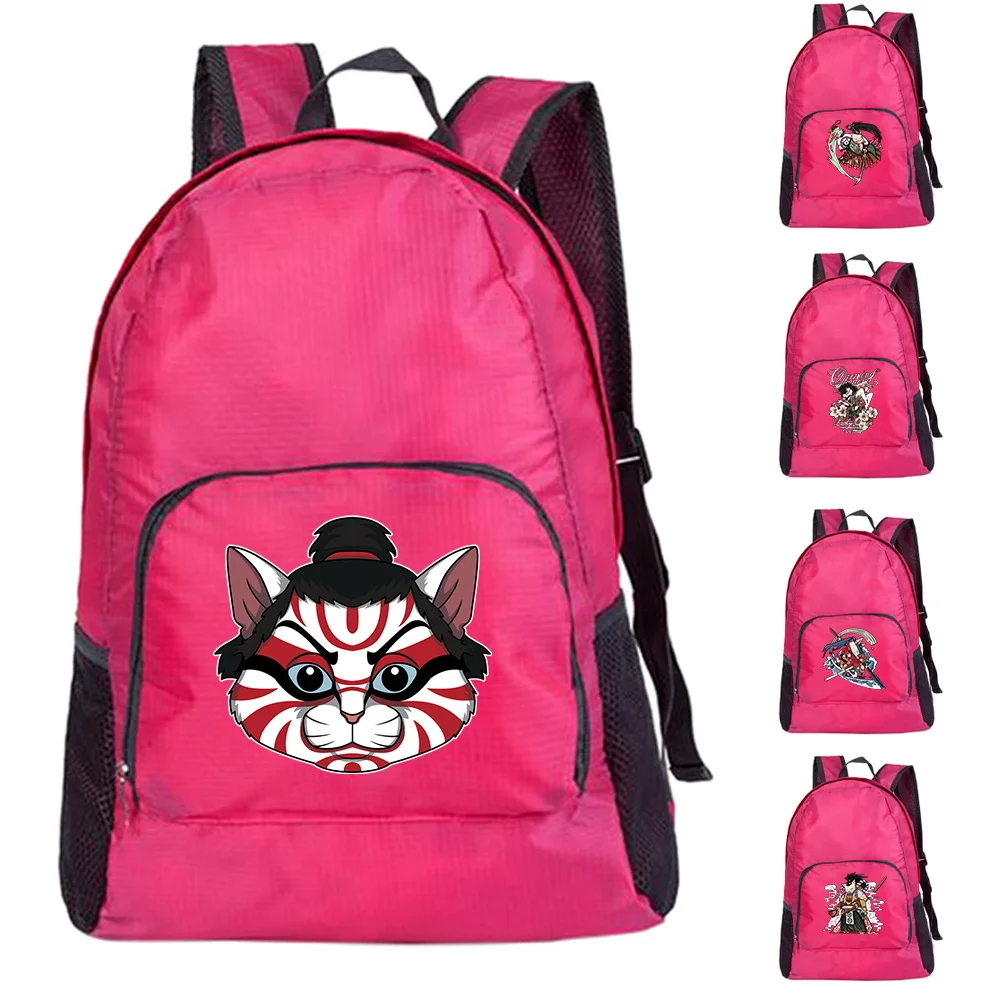Travel Light Folding Backpack Samurai Print Women Foldable Ultralight Outdoor Folding Camping Daypack Sports Organizer Bag Gift