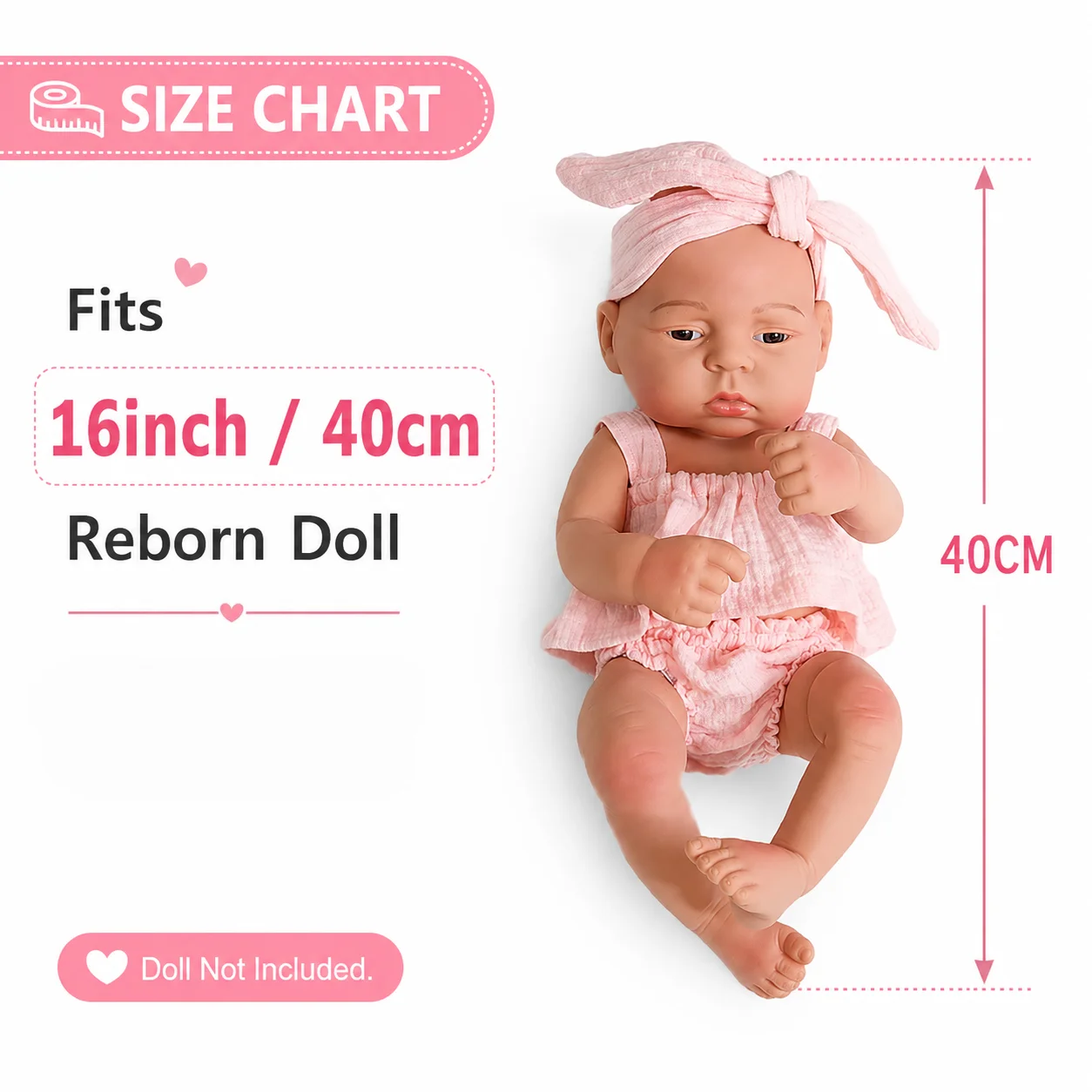 16インチ（40cm）のリボーンドール、洋服セット付き、ビニール製新生児