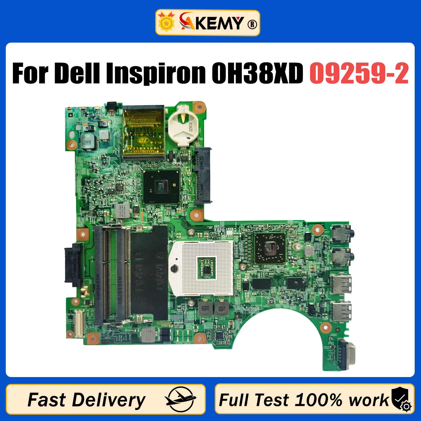 

Материнская плата для ноутбука AKEMY для DELL Inspiron N4030, модель 09259 H38XD H38XD-2, ek01. 021 HM57, полностью протестирована