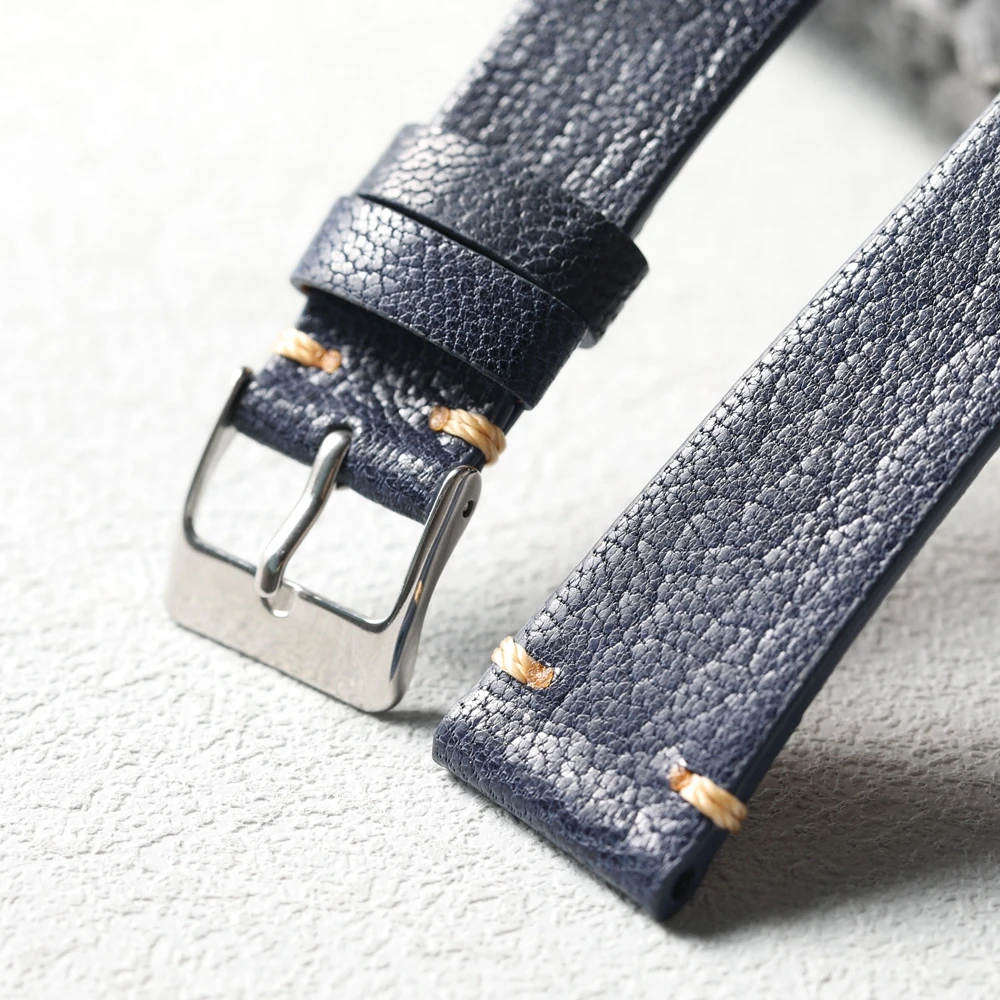 Handmade High-end Blue Sheepskin Strap, 18 19 20 21 22MM French Sheepskin Genuine Leather Soft and Ultra-thin Bracelet