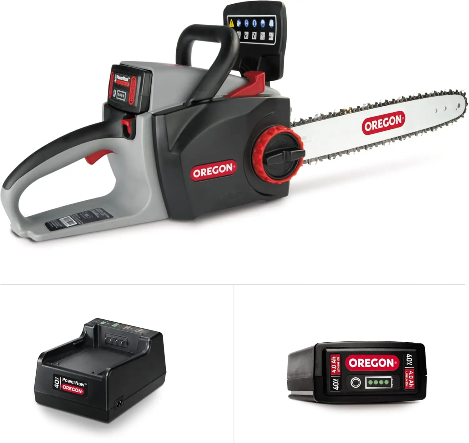 Cordless 16-inch Self-Sharpening Chainsaw with 4.0 Ah Battery and Charger