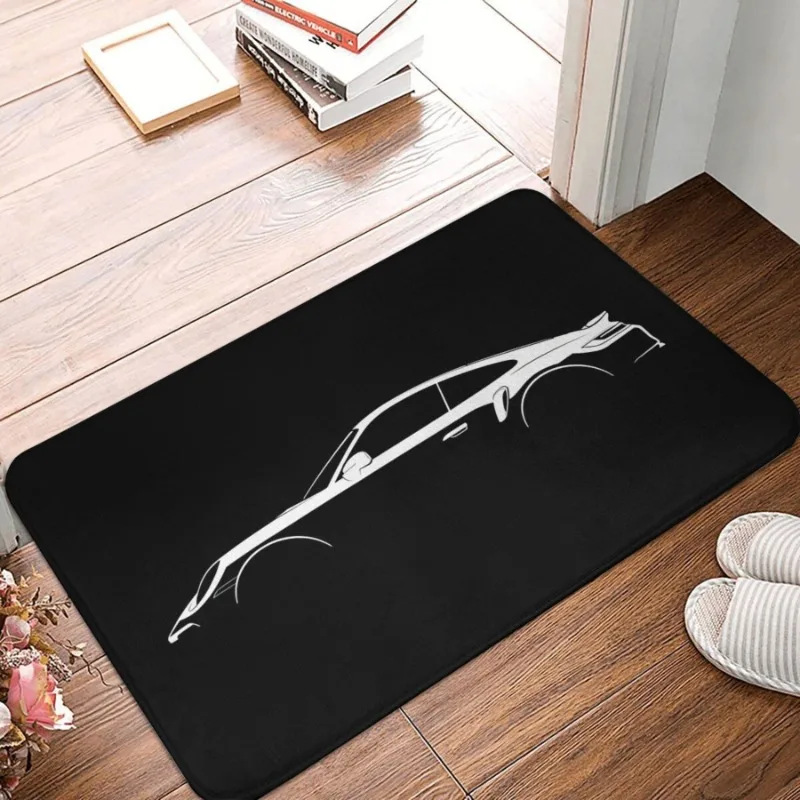 Non-Slip Flannel Machine Washable Doormat -Porsche 911 Turbo S Silhouette Floor Mat for Home Entrance, Bedroom,Living Room Decor