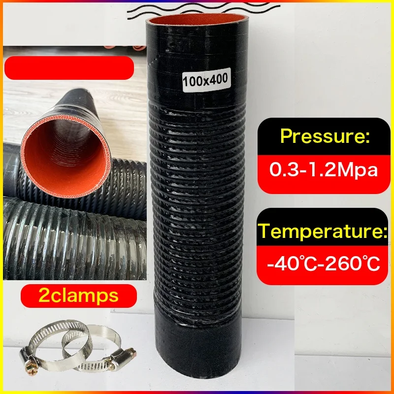 

HQ Universal Length 500mm Silicone Flexible Steel wire corrugated Hose Air Intake Pipe Radiator Tube High Pressure Temperature