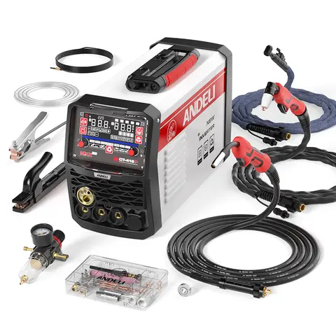 ANDELI 6 in 1 MIG Welding Machine with Pulse MIG/HF TIG/CUT/Stick Aluminum MIG Welder Semi-automatic Gas/Gasless Welding