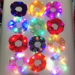 LED Luminous Hair Band Girls Light Up Elastic Ponytail Scrunchies Glow In The Dark Hair Ties Xmas Party Hair Accessories