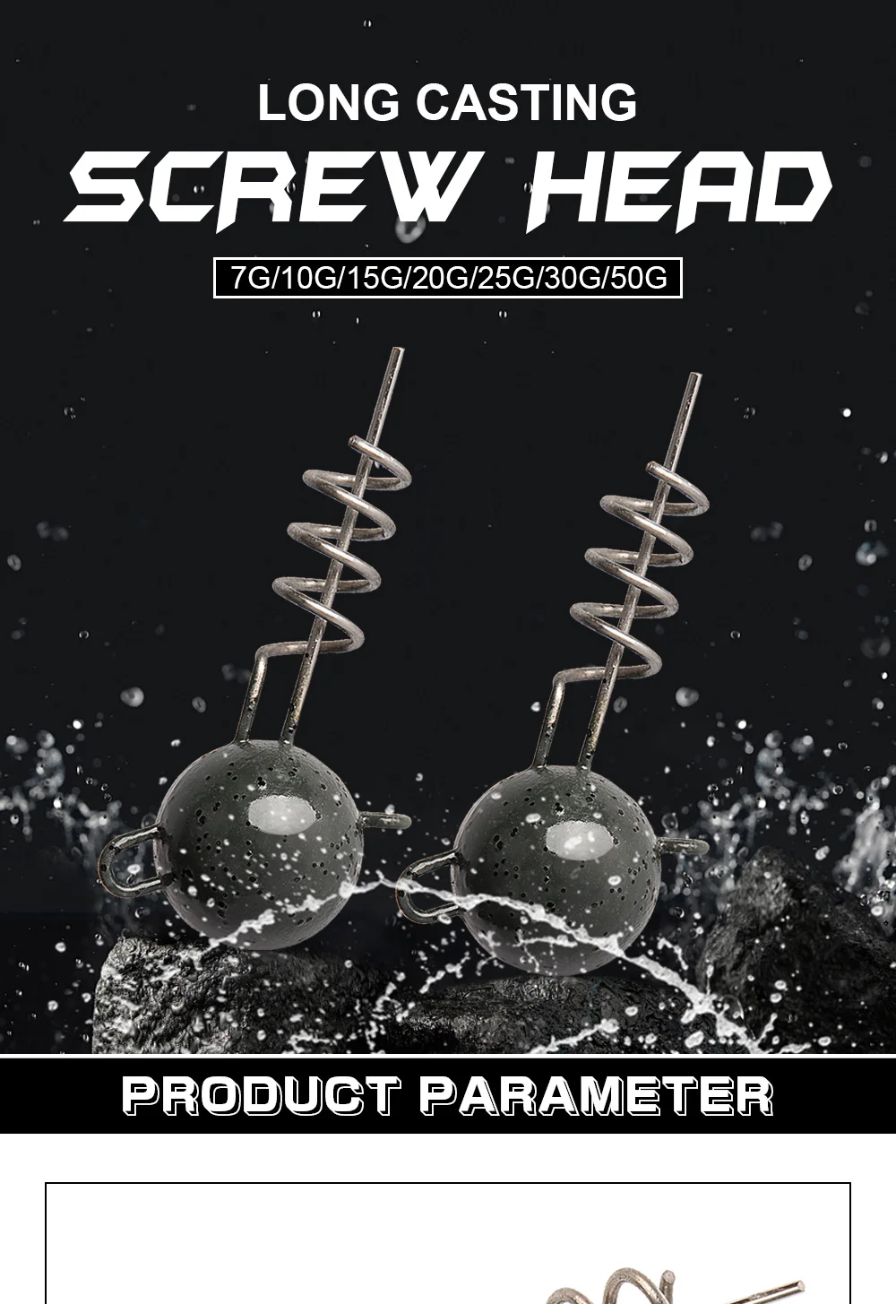 Palisander Schraube Jig Kopf Für Weiche Köder 7g 10g 15g 20g 25g 30g 50g mit Schraube Spirale Platinen Gewicht Gummi Fisch Angeln Ausrüstung – Detail 1