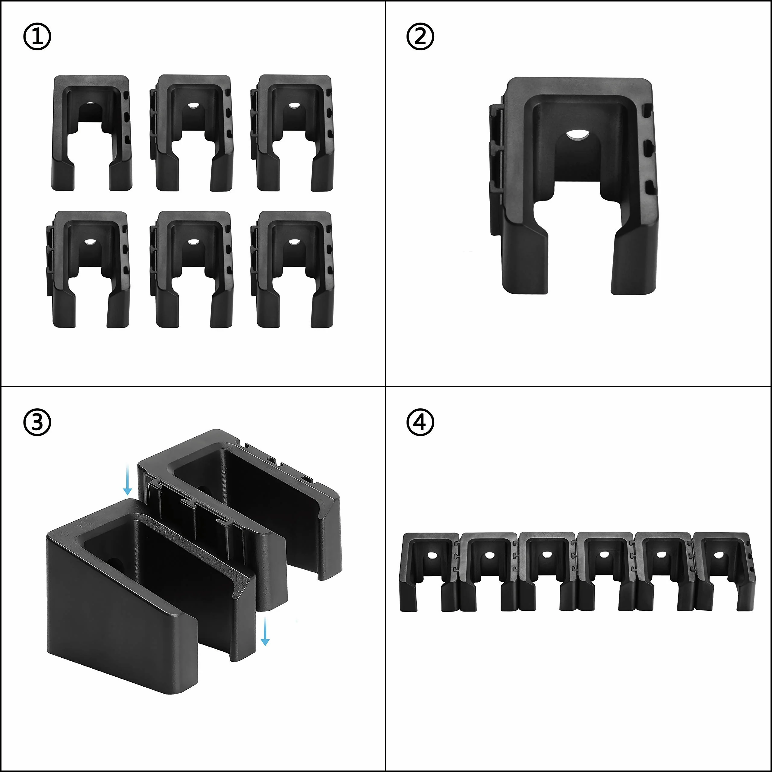 ABS 6 Standard Double Stack Mag Rack Wall Mount Magazine Display Detachable Fit Glock 17, 19, 26, 31, 32, 33, 34 Mags Storage