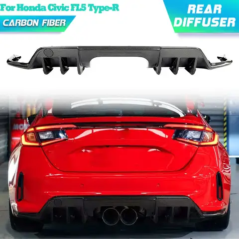 Carbon Fiber Car Rear Bumper Diffuser Lip Spoiler for Honda Civic 11Th FL5 Type-R 2023-2024 Racing Rear Apron Lip Body Kits
