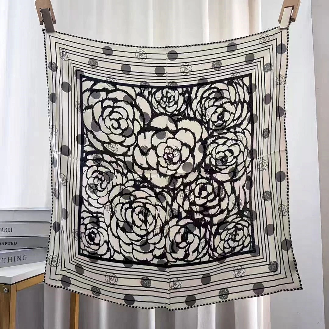 xiaoxiangfeng-camellia-black-and-white-silk-scarf-70-small-square-hand-rolled-top-silk-100-for-ladies-hair-scarf-tie-hijab