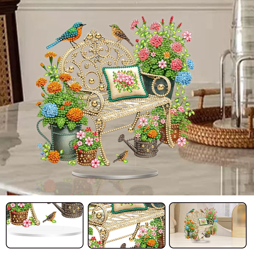 

Acrylic Special Shaped Colorful Pattern Diamond Painting Tabletop Ornaments Kit Diamond Painting Desktop Decorations for Adults