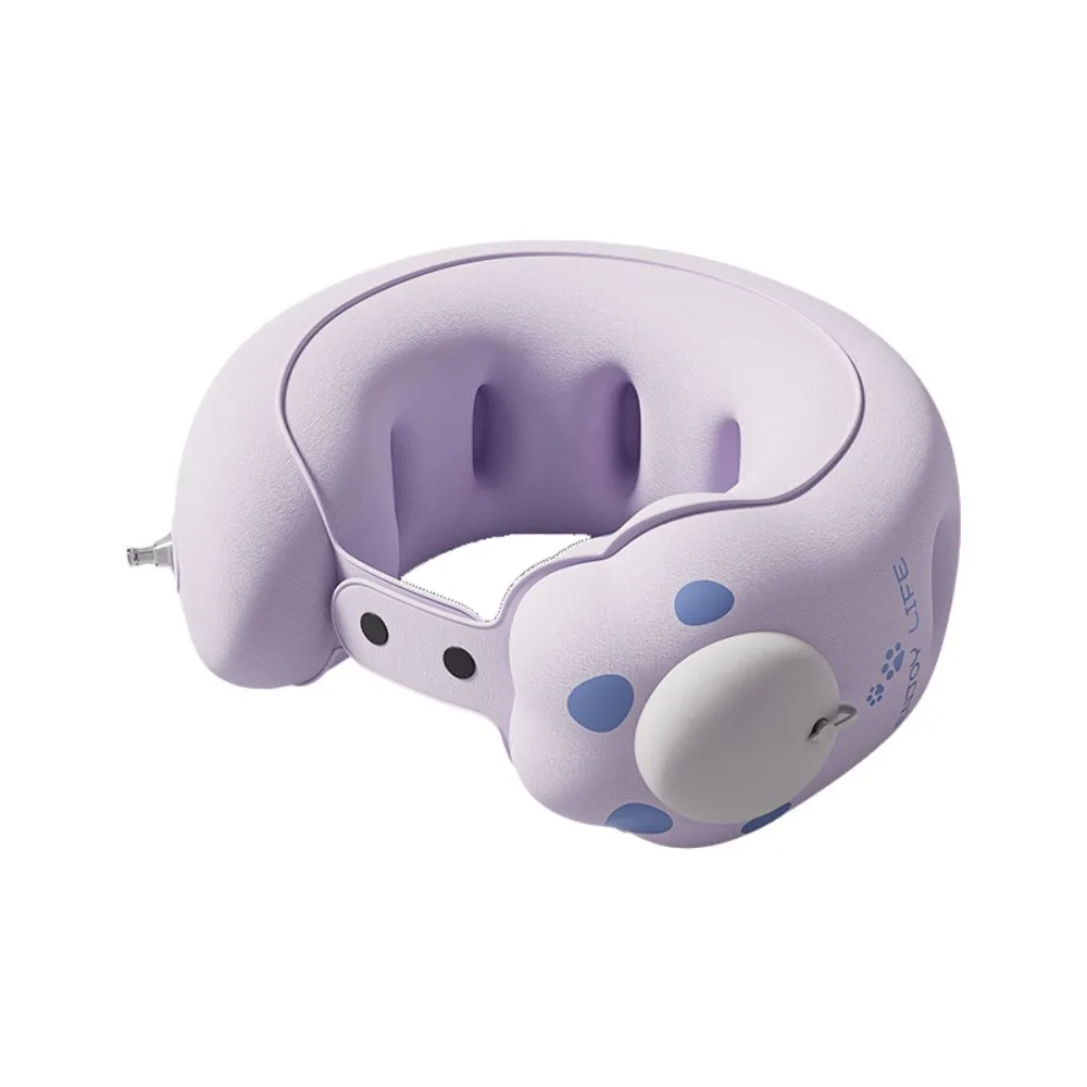 Adjustable Firmness Inflatable Neck Pillow Portable Folding U Shaped Neck Pad Comfortable Press Type Office Napping Headrest Car