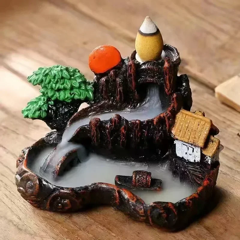 Räuchergefäß Berge Fluss Wasserfall Duft Kamin Rückfluss Aroma Rauch Zen Räuchergefäß Halter Dekoration für Zuhause