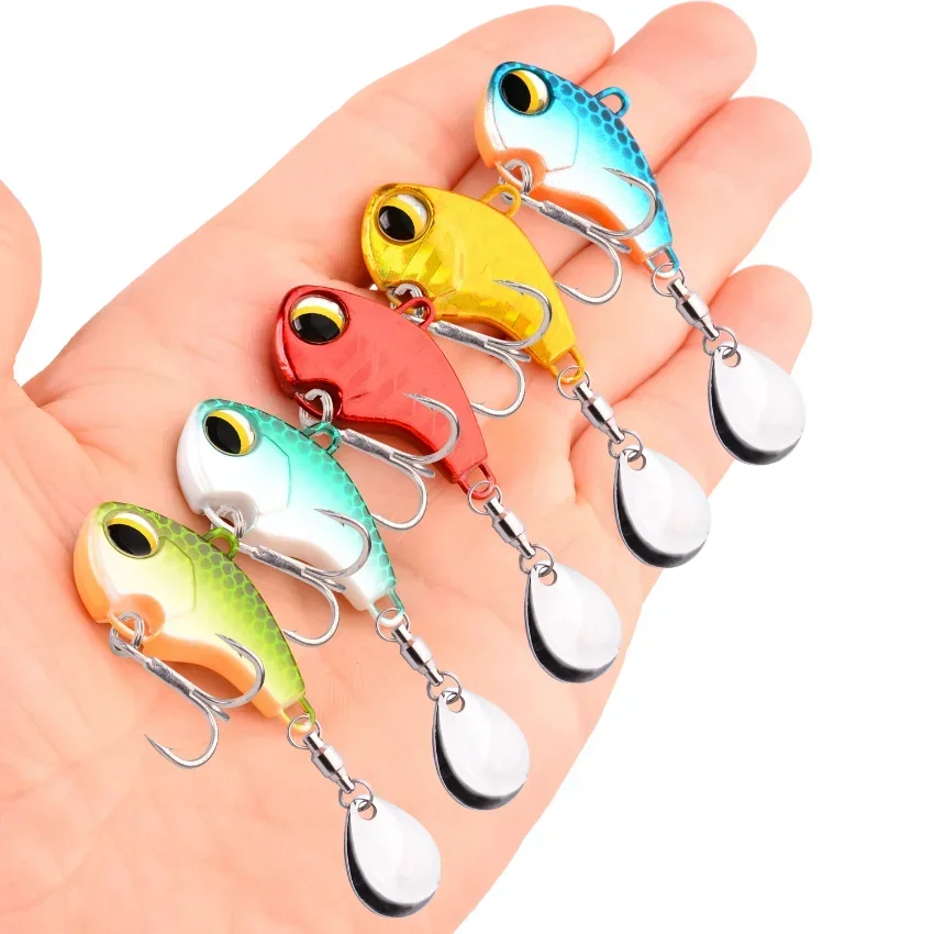 1Pcs Rotating Metal VIB 6g 14g 26g vibration Bait Spinner Spoon Fishing Lures Jigs Trout Winter Fishing Hard Baits Tackle Pesca