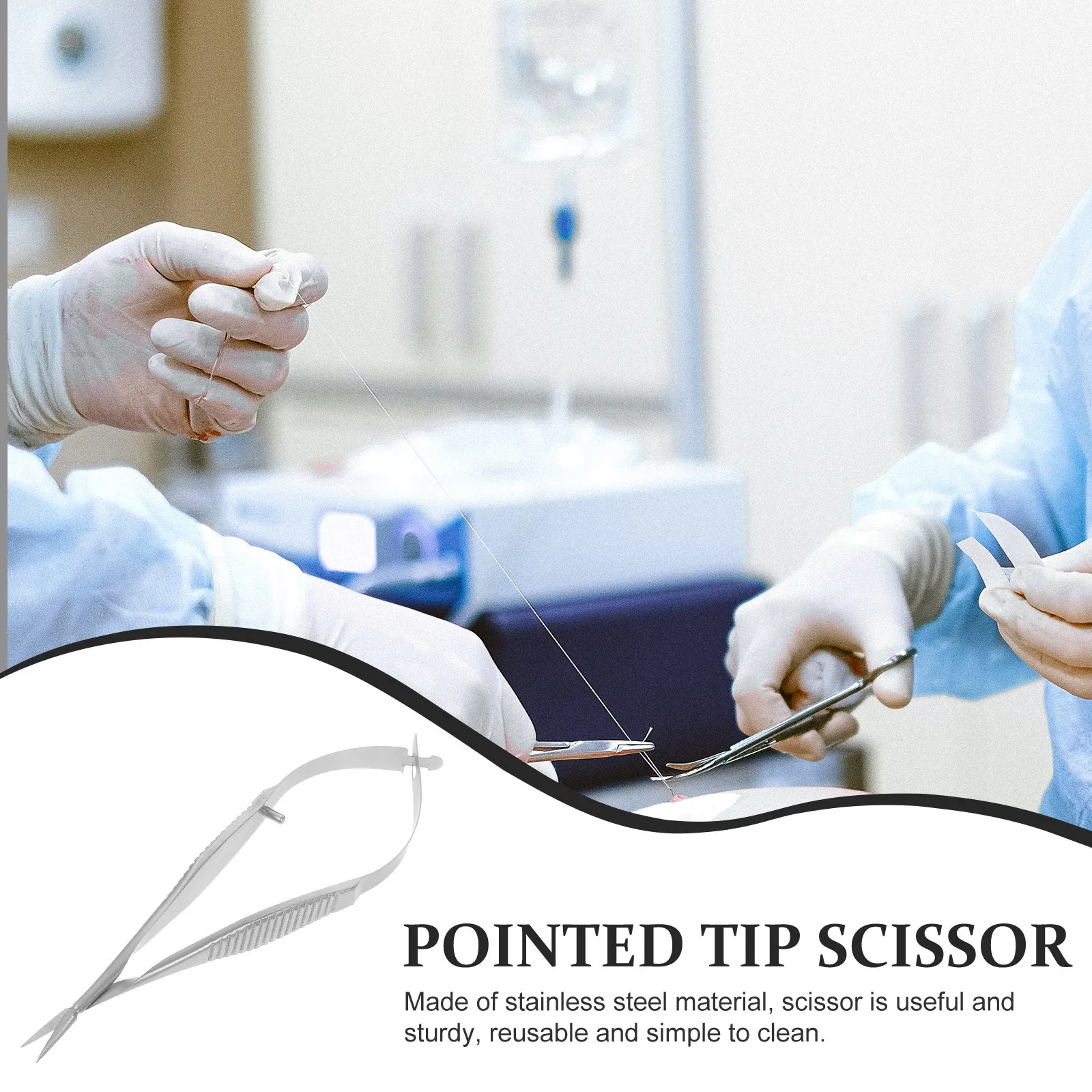 Ciseaux à pointe pointue en acier inoxydable, tondeuse ophtalmique Canthi pour paupières, outil de Salon de beauté en métal réutilisable