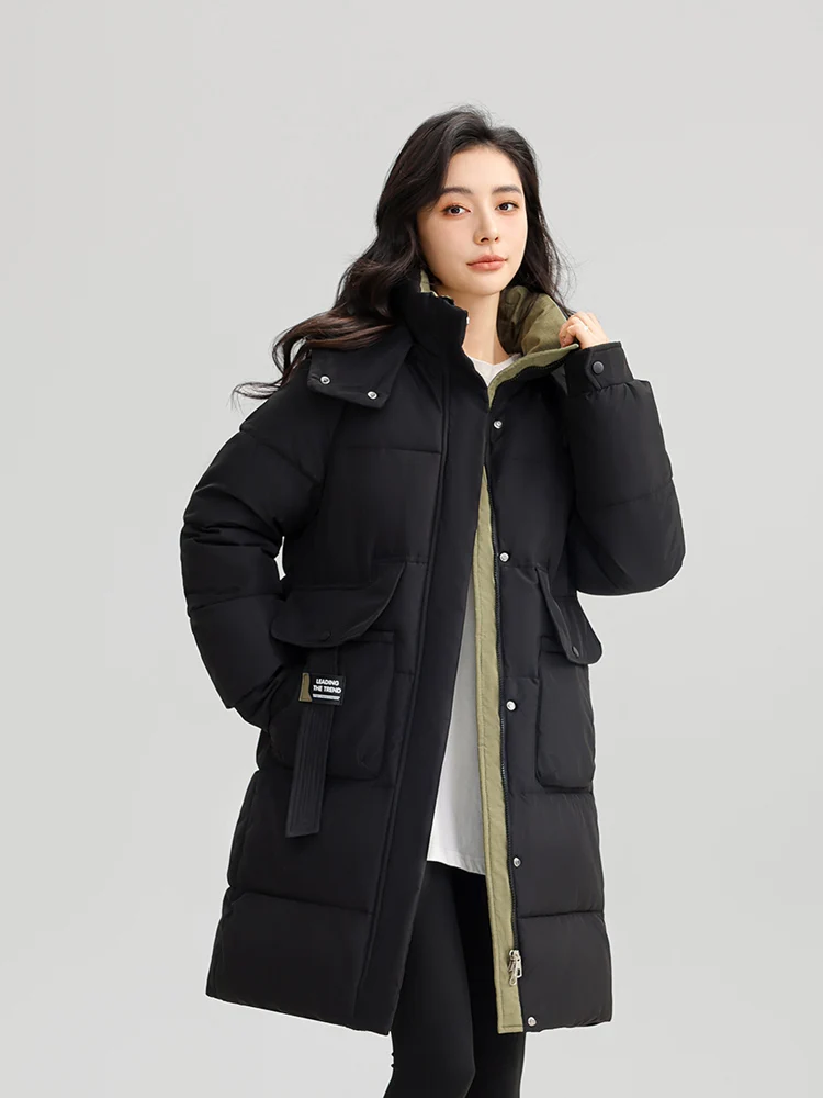 Vielleicht 2024 New Korean Style Long Parkas Winter Puffer Jacket For Women Down Cotton-padded Thickened Hooded Coat Clothes