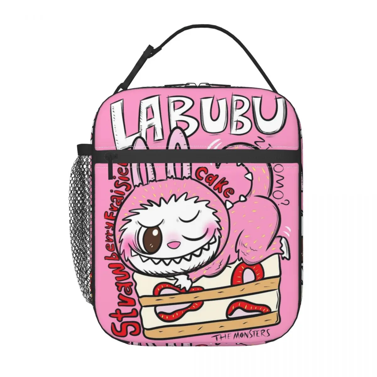 POP MART Labubu Strawberry Cake Cute Cartoon Popmart Thermal Insulated Lunch Bag for Work Portable Food Bag Thermal Lunch Boxes