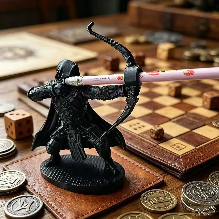 Back-to-School Season Knight Archer Personalized Creative Pen Holder for Boys' Desktop Decoration Samurai Sculpture Desk Pen Stand Stationery Organizer