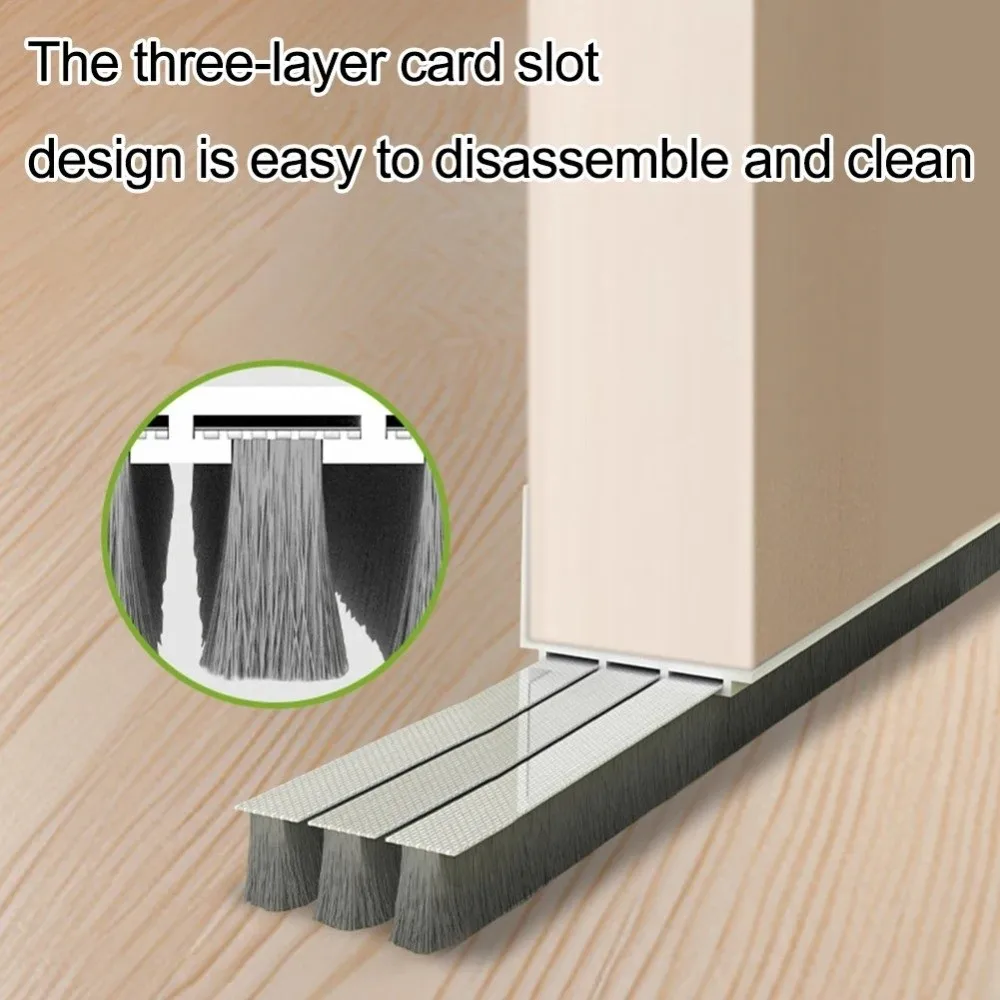 مانع النسيم 3-Layer تصميم مسودة الباب سدادة الحشرات برهان الغبار برهان الباب السفلي ختم فرشاة ختم الباب يكنس الباب السفلي #5