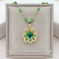 High-quality Imitation Natural Stone Crystal Necklace Green Pendant Necklace Daily Wear Retro Lucky Necklace  Women Льготы
