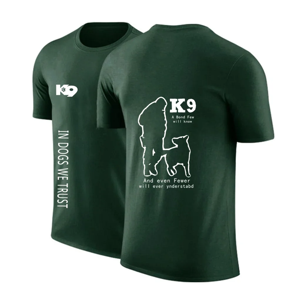 2024  Printing Men TRAINER K9 Team K9 Unit Malinois Summer Short Sleeve O-Neck Slim Solid Color Half Sleeved T Shirt Clothing