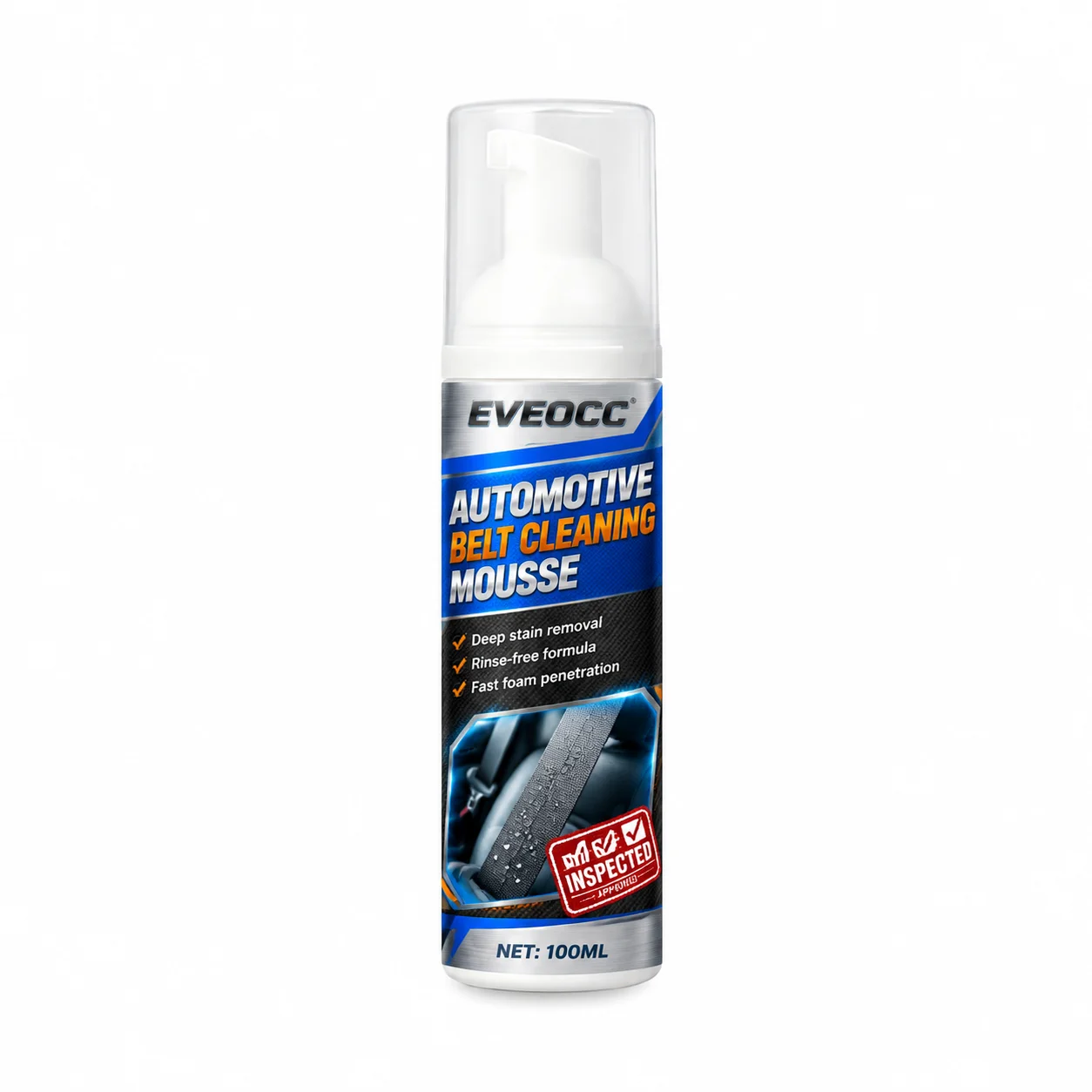 EVEOCC Automotive Belt Cleaning Mousse 100ml Car Seat Belt Stain Remover Rinse-Free Foam Cleaner