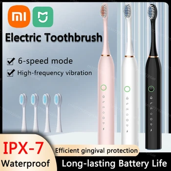 Xiaomi mijia escova de dentes elétrica recarregável usb para adulto 6 modos limpos lavável escova de limpeza de clareamento dos dentes
