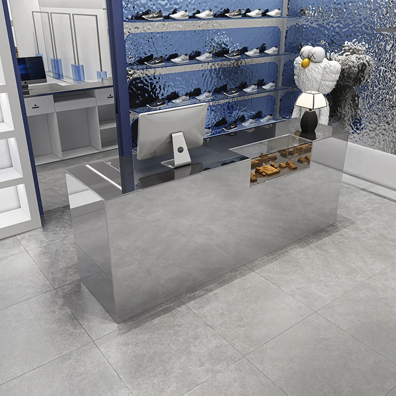 Design Silver Front Desk Reception Counter Luxury L Shaped Reception Desks Beauty Salon Clothing Mostrador Recepcion Furniture