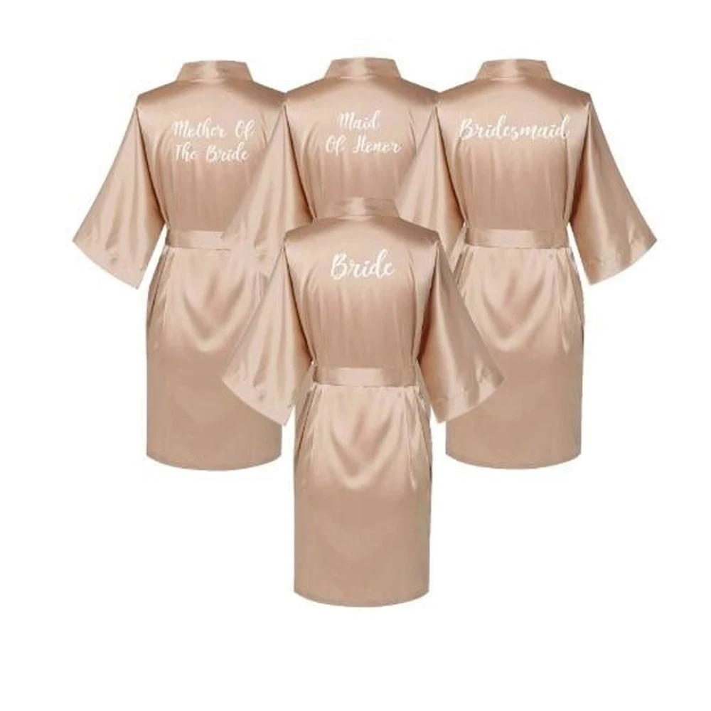 

Satin Silk Robes Wedding BathRobe Bride Bridesmaid Dress Gown Women Clothing Sleepwear Maid of Honor