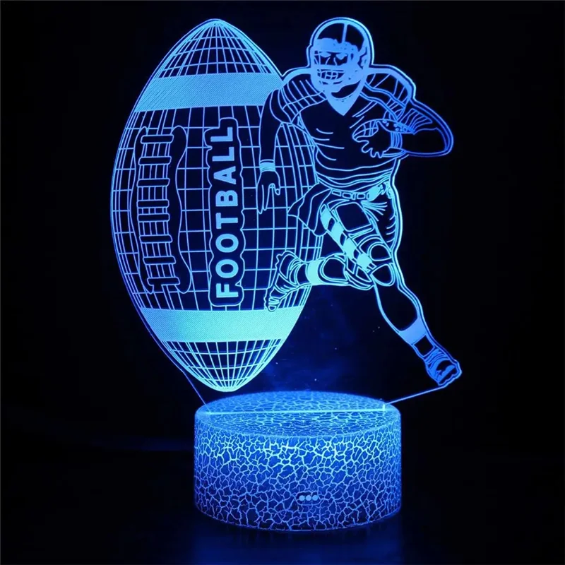 BAAG-LED Football Light 3D Visual Effects Acrylic Football Sign Lamp 16 Colors Changing Energy Saving Night Light For Kid