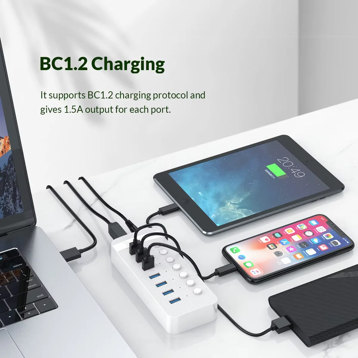 ORICO Industrial USB 3.0 HUB 10 Port ABS USB OTG Splitter On/Off Switch With 12V Power Adapter Support Charger For Computer