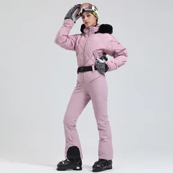 Gsou Snow Winter Women's Warm Down Snowsuit Outdoor Skiing Warm Waterproof Windproof Snowboard One-piece Suit Fashion Ski Suit